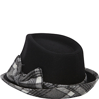 Wool Blend Fedora with Plaid Bow