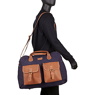 Large Navy Canvas/Leather Duffle